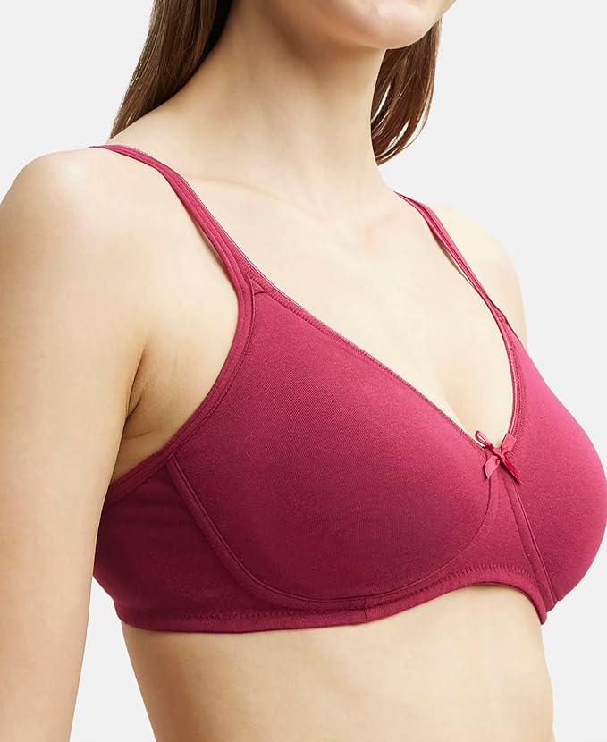 Cotton Elastane Stretch Medium Coverage Everyday Bra with Concealed Shaper Panel and Adjustable Straps