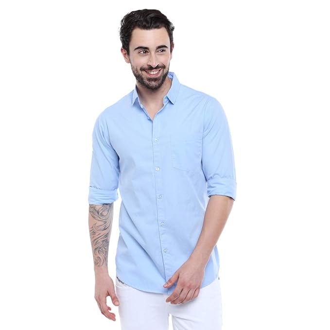 Dennis Lingo Mens Solid Slim Fit Cotton Casual Shirt1