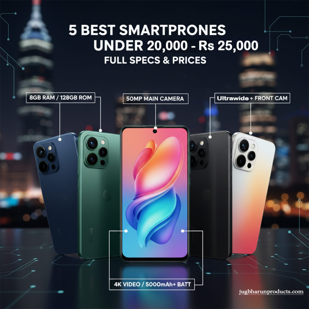 5 Best Smartphones Priced Between Rs 20,000 and Rs 25,000 (2025): Best with 8GB RAM, 128GB Storage, 50MP Cameras, 4K Recording and 5000mAh Battery