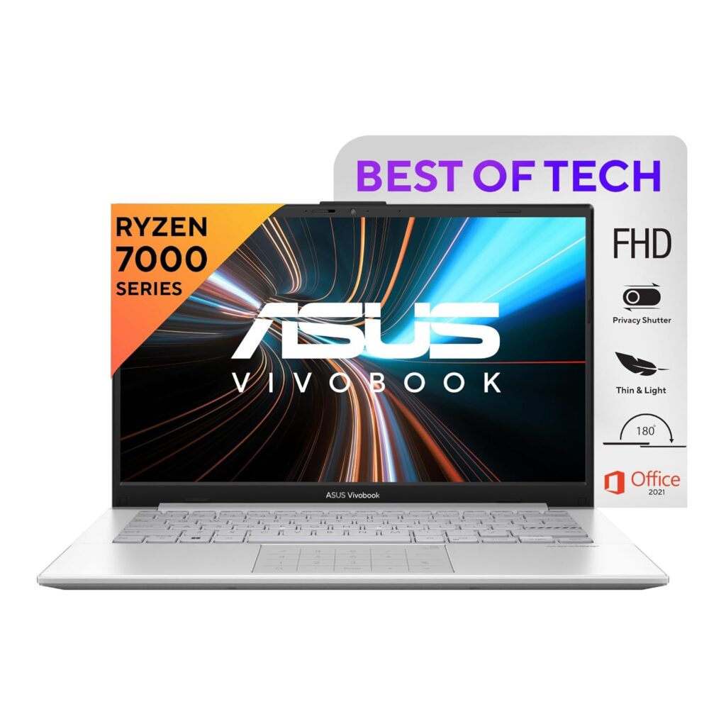 ASUS Vivobook Go 14, AMD Ryzen 3 7320U, Thin and Light Laptop, 14" (35.56 cm) FHD, (8 GB RAM/512GB SSD/Windows 11/Office 2021/42WHr /Silver/1.38 kg), E1404FA-NK321WS