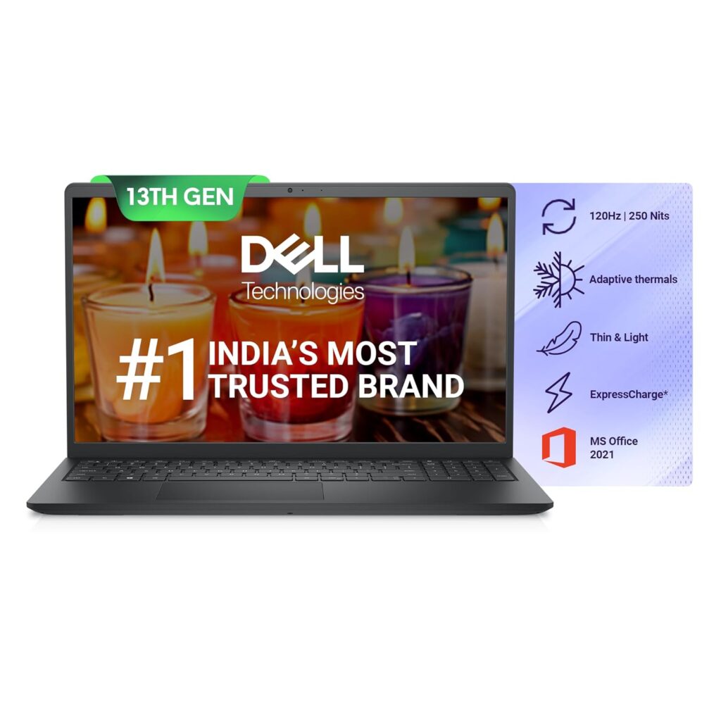 Dell 15, Intel Core i3 13th Gen - 1305U, 8GB DDR4 RAM, 512GB SSD, FHD 15.6"/39.62 cm, Windows 11, MSO'21, Titan Grey, 1.69kg, 120Hz 250 nits Display, 15 Month McAfee, Thin & Light Laptop